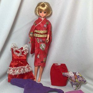 Japanese Kimono Jenny Takara Doll 11" & Trendy clothes Lot-Japan Rare-Blonde Bob